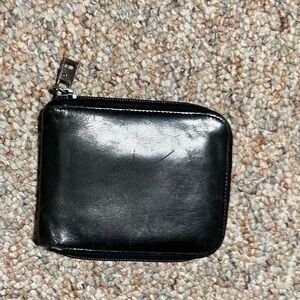 PRADA Black Leather Zip Around Wallet Men or Women FREE SHIPPING